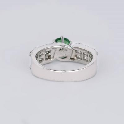 Bague Or Blanc Tsavorite Grenat et Diamants 2