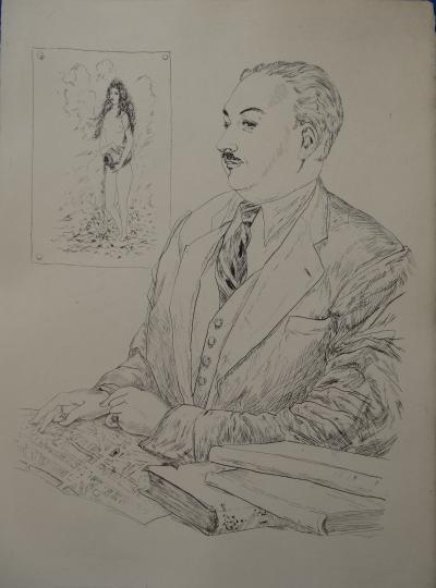 Tsuguharu FOUJITA - La Rivière Enchantée -  Portrait d’Héron de Villefosse - Gravure 2