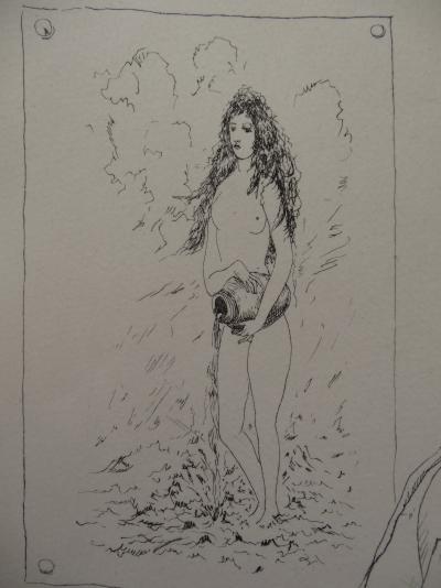 Tsuguharu FOUJITA - La Rivière Enchantée -  Portrait d’Héron de Villefosse - Gravure 2