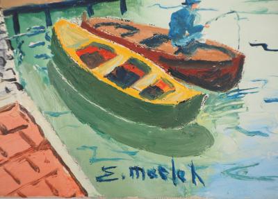 Elisée MACLET : Bord du Loing à Nemours - Huile sur toile originale, Signée 2