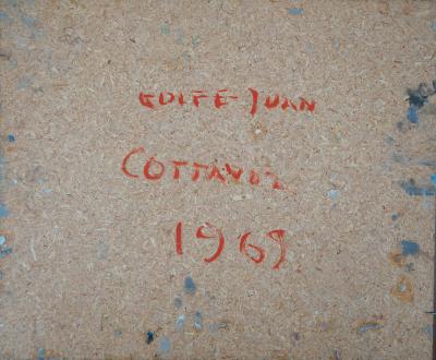 André COTTAVOZ : Golfe Juan, Vue sur le Cap d’Antibes, 1966 - Huile sur panneau signée 2