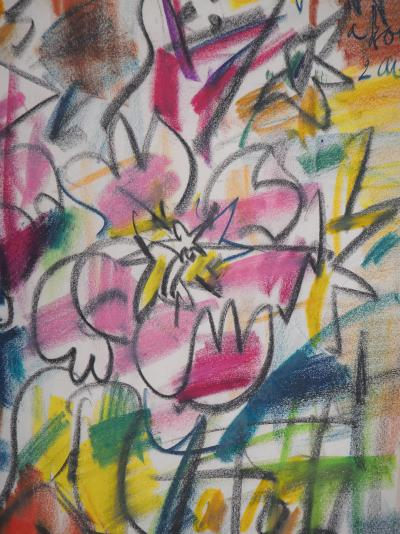 GEN PAUL : Bouquet de fleurs - Pastel original, Signé 2
