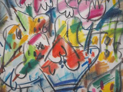 GEN PAUL : Bouquet de fleurs - Pastel original, Signé 2