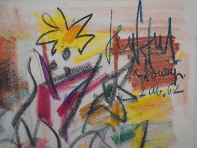 GEN PAUL : Bouquet de fleurs - Pastel original, Signé 2