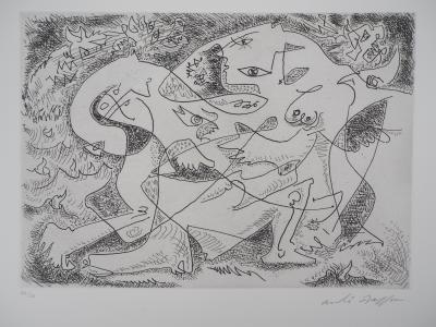 André MASSON : Nu déconstruit face au dragon - Gravure originale Signée 2