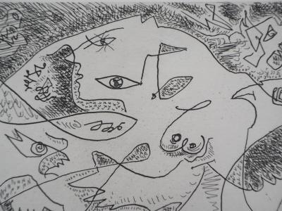 André MASSON : Nu déconstruit face au dragon - Gravure originale Signée 2
