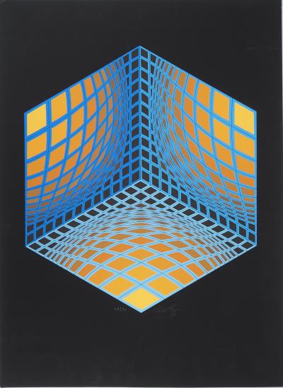Victor VASARELY : Hypercube (Parménide), 1979 - Sérigraphie originale Signée 2