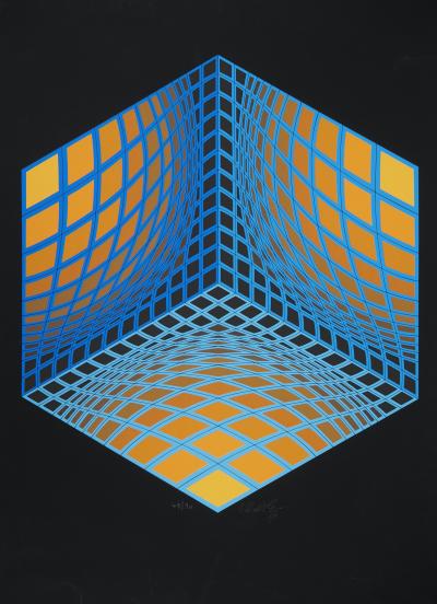 Victor VASARELY : Hypercube (Parménide), 1979 - Sérigraphie originale Signée 2