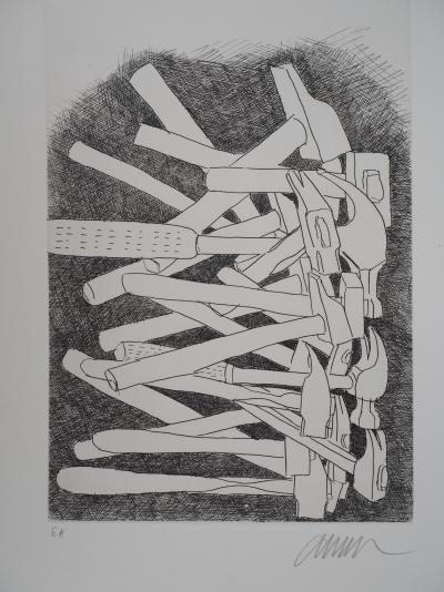 ARMAN - Atelier : Accumulation de marteaux - Gravure originale, Signée 2