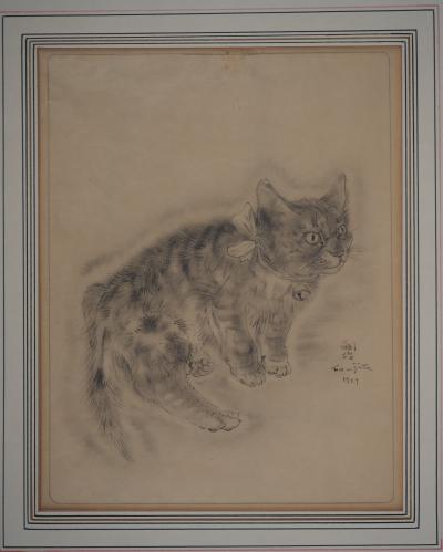 Léonard FOUJITA - Chat au grelot, 1930 - Gravure originale signée 2