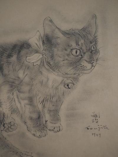 Léonard FOUJITA - Chat au grelot, 1930 - Gravure originale signée 2