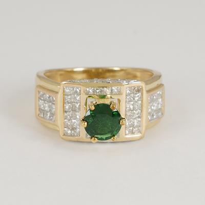 Bague Or Blanc, Tsavorite Grenat et Diamants 2