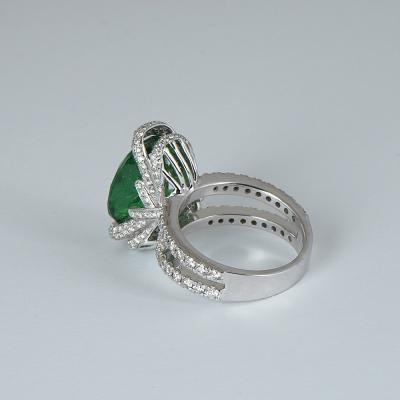 Bague Or Blanc, Tsavorite Grenat et Diamants 2