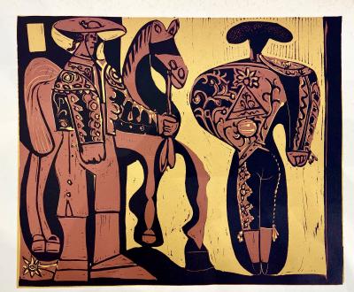 Pablo PICASSO ( d’après) - Picador et Taureau, 1959 - Linogravure 2