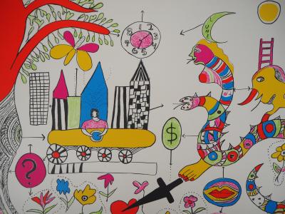 Niki de SAINT PHALLE : Fête et animaux joyeux - Lithographie originale signée 2