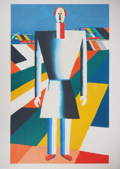Kasimir Malevitch (d’après) : Homme dans les champs - Lithographie (Mourlot) 2