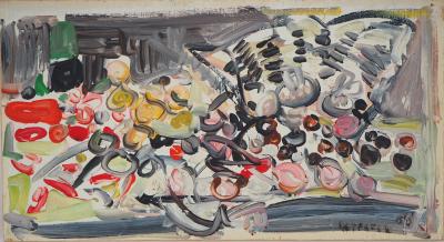 André COTTAVOZ : Panier de fruits - Huile sur panneau Signée 2