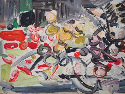 André COTTAVOZ : Panier de fruits - Huile sur panneau Signée 2