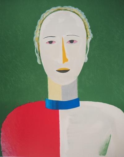 Kasimir MALEVITCH (d’après) : Portrait souriant - Lithographie, Signée 2