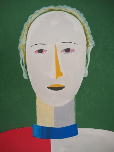 Kasimir MALEVITCH (d’après) : Portrait souriant - Lithographie, Signée 2