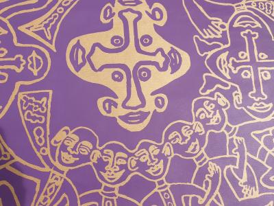 Yvon TAILLANDIER- Tribal violet, 2018 - Sérigraphie signée 2