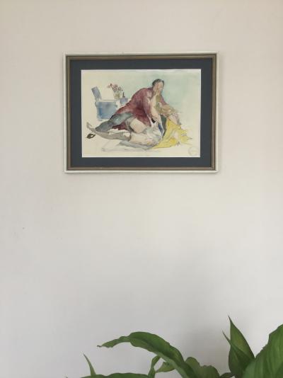 Paul GARIN - La dispute ,circa 1930 - Aquarelle portant le cachet d’atelier 2