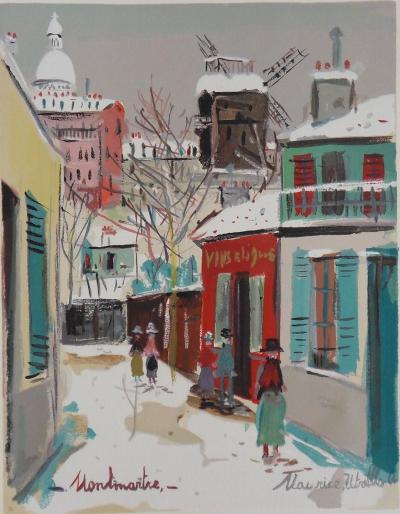 Maurice UTRILLO (d’après) : Montmartre : le Moulin de la Galette sous la neige - Lithographie 2