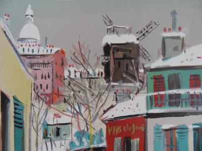 Maurice UTRILLO (d’après) : Montmartre : le Moulin de la Galette sous la neige - Lithographie 2