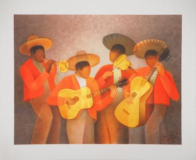 Louis TOFFOLI : L’orchestre mexicain - Lithographie originale, Signée 2