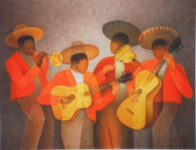 Louis TOFFOLI : L’orchestre mexicain - Lithographie originale, Signée 2