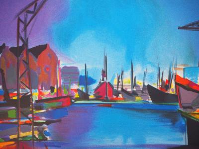 Marcel MOULY - Le port au petit matin - Lithographie originale, Signée 2