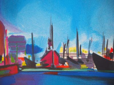 Marcel MOULY - Le port au petit matin - Lithographie originale, Signée 2