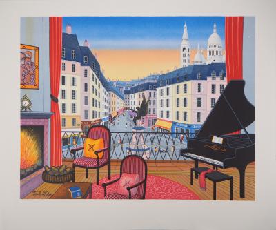 Fanch LEDAN - Appartement avec vue sur Montmartre - Lithographie originale signée 2