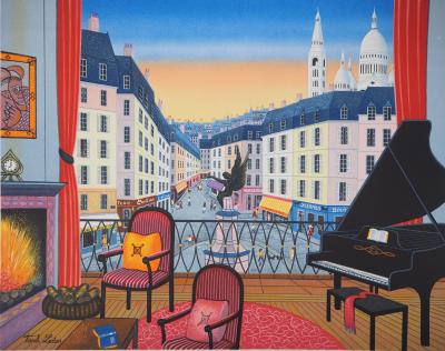 Fanch LEDAN - Appartement avec vue sur Montmartre - Lithographie originale signée 2