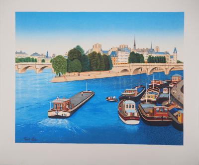 Fanch LEDAN - Paris, L’île Saint Louis et Notre Dame - Lithographie originale, Signée 2