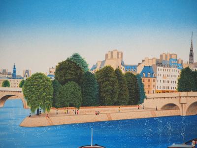 Fanch LEDAN - Paris, L’île Saint Louis et Notre Dame - Lithographie originale, Signée 2