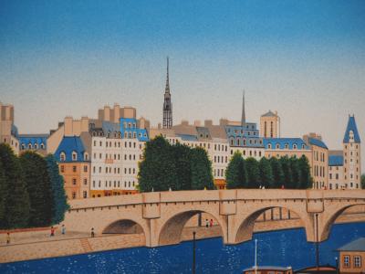 Fanch LEDAN - Paris, L’île Saint Louis et Notre Dame - Lithographie originale, Signée 2