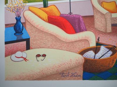Fanch LEDAN - Terrasse sur le Golfe de Saint Tropez - Lithographie originale, Signée 2