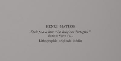 Henri MATISSE - La Religieuse Portugaise, 1972 - Lithographie originale 2