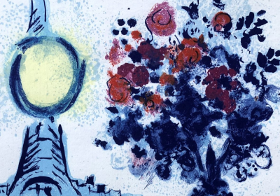 Marc CHAGALL - Fly boat with bouquet, 1962 - Original lithograph 2