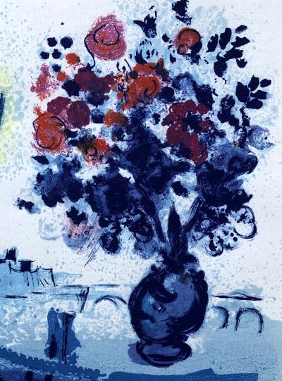 Marc CHAGALL - Fly boat with bouquet, 1962 - Original lithograph 2