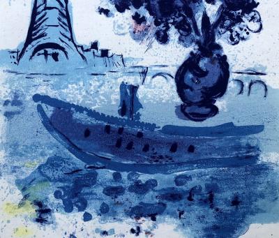 Marc CHAGALL - Bateau mouche au bouquet, 1962 - Lithographie originale 2