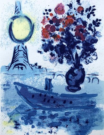 Marc CHAGALL - Bateau mouche au bouquet, 1962 - Lithographie originale 2