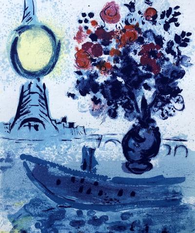 Marc CHAGALL - Bateau mouche au bouquet, 1962 - Lithographie originale 2