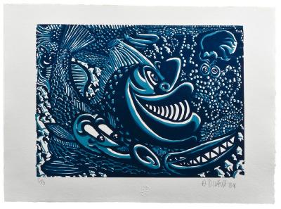 Hervé DI ROSA - Poisson - Gravure sur bois 2