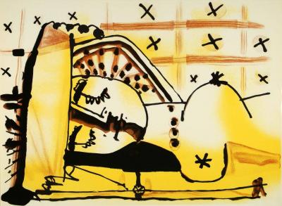 Pablo PICASSO (d’après) - Yellow Nude Woman, 1966 - Lithographie 2