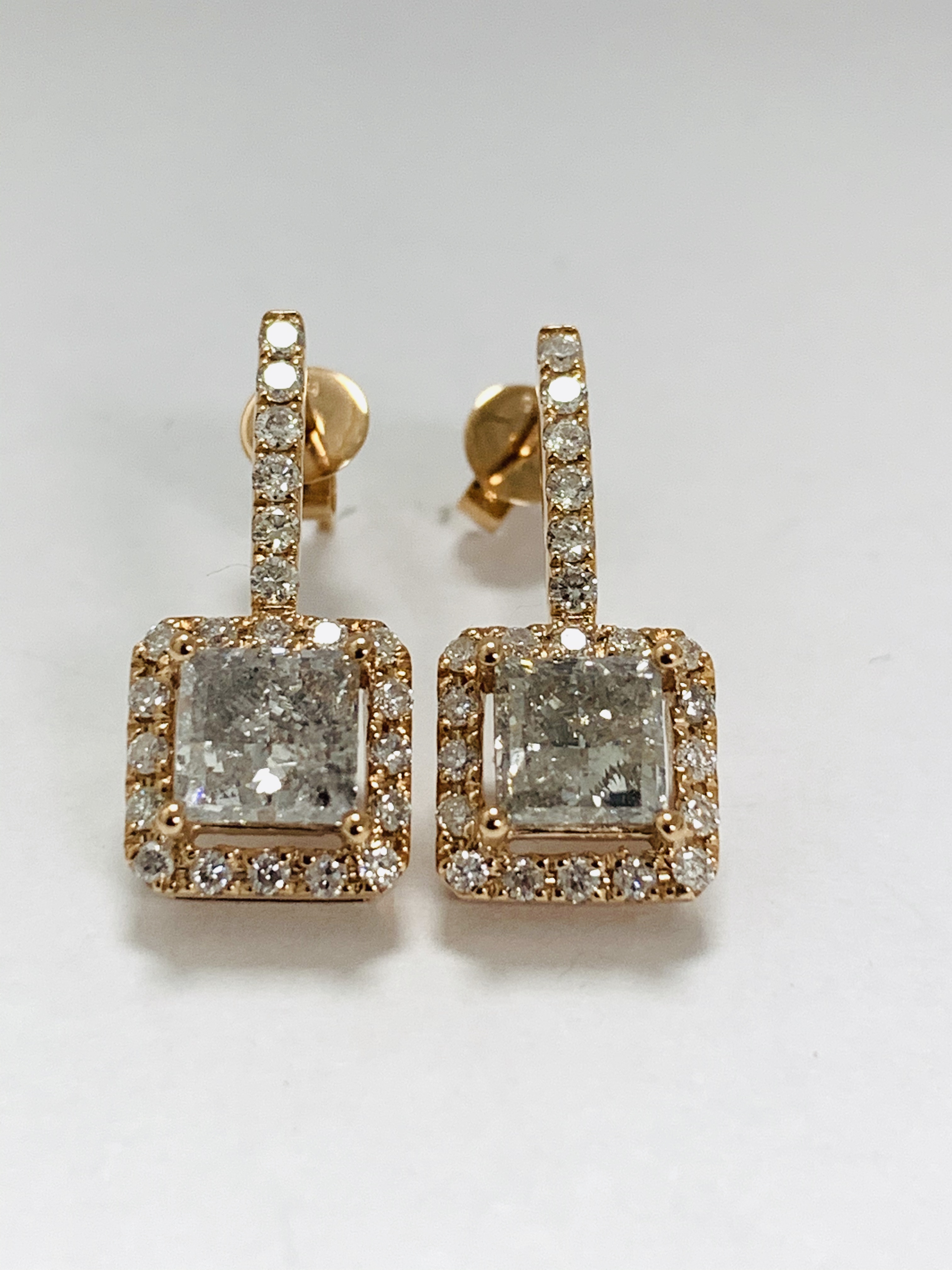 14k rose gold pair of earrings 2.02 diamonds 0.50 diamonds - Jewellery ...
