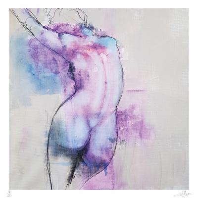 Laurent BERGUES - Femme nue de dos, 2019 - Sérigraphie signée au crayon 2