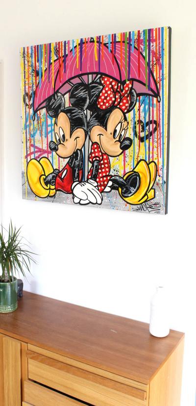 NACKS - Mickey and Minnie, Color Rains, 2020 - Technique mixte sur toile 2