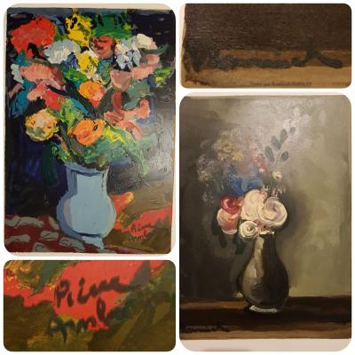 Pierre AMBROGIANI - Bouquets de fleurs - Deux gravures sur bois